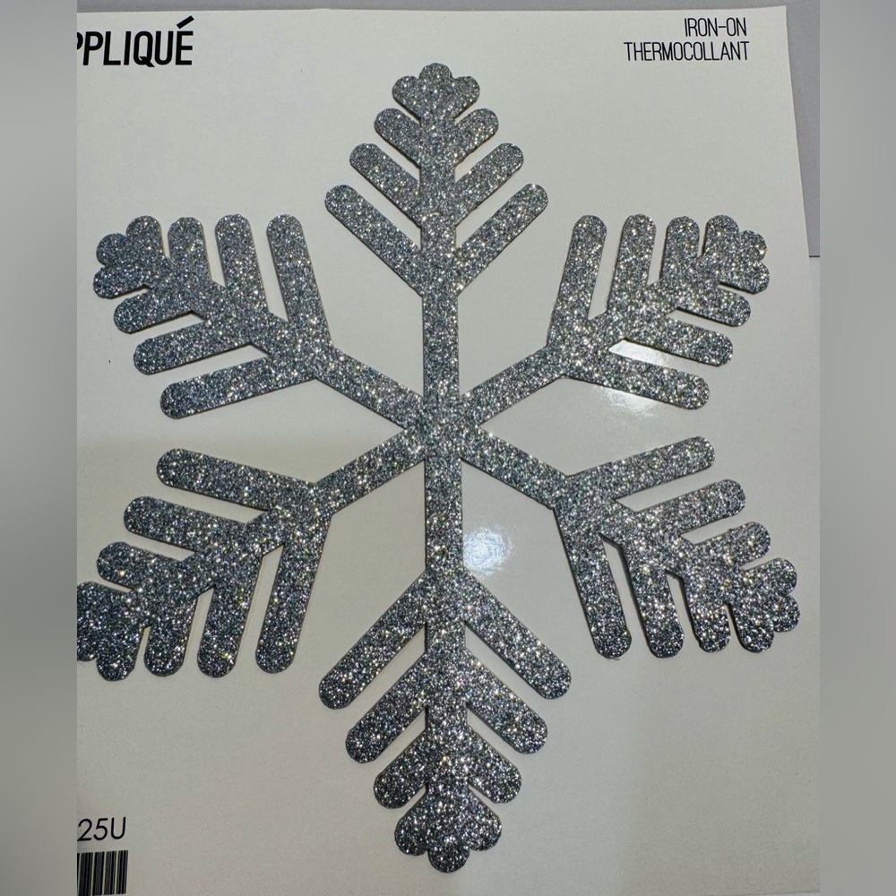 Silver Glitter Snowflake Iron On Patch Appliqué BNWT